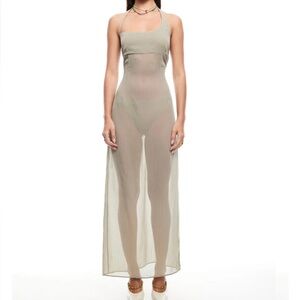 Sheer Olive Maxi Dress